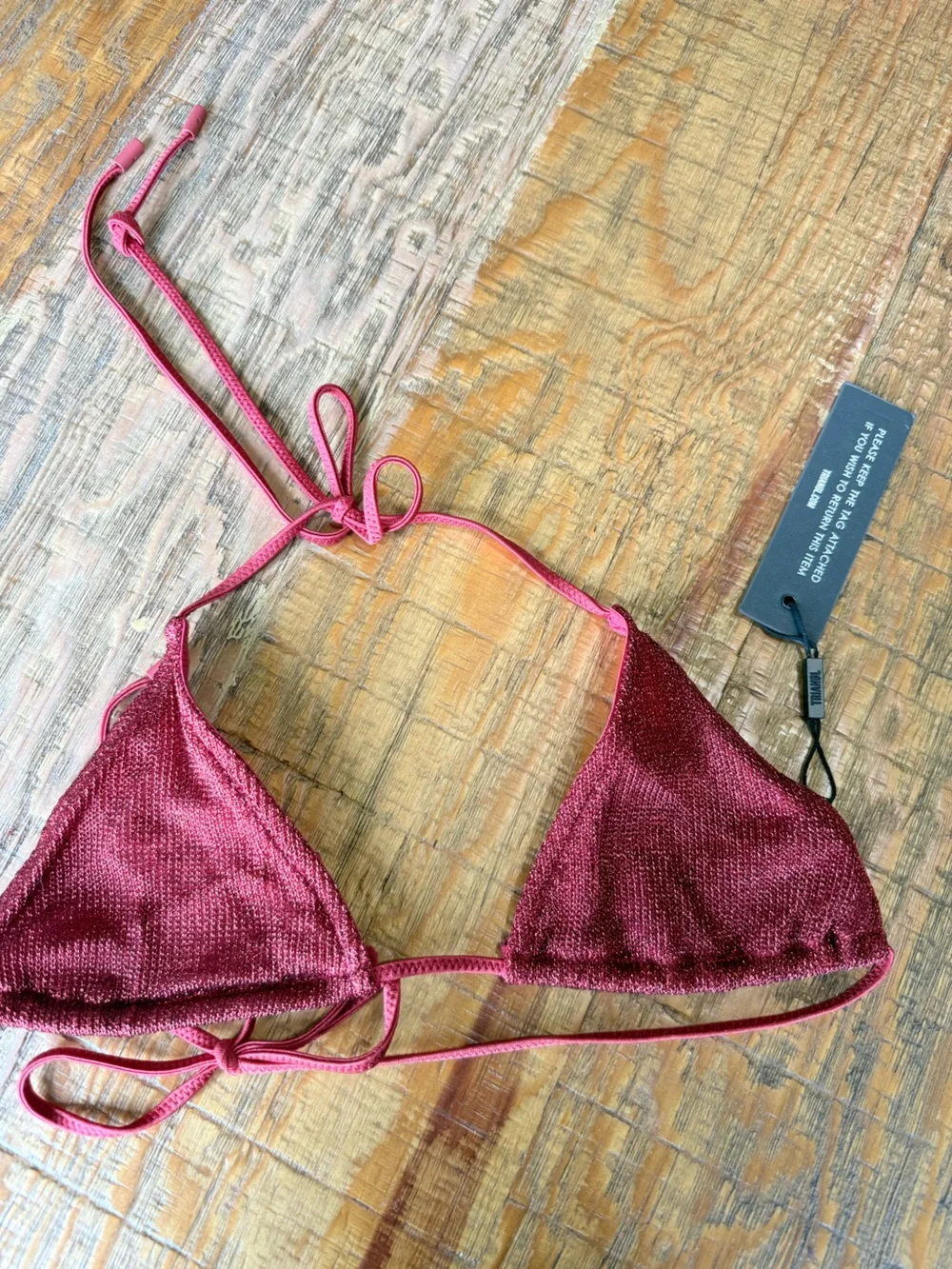 triangl swimwear Shimmery Red Triangle Bikini Top & Bottom